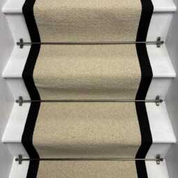 Kalahari Cream Original Stair Runner With 100% Black Cotton Border - 60cm X 700cm - thumbnail 2