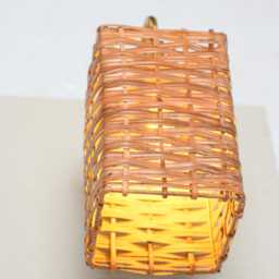 Square Rattan Shade & Brass Wall Sconce, Kitchen, Dining Lighting - thumbnail 2