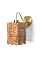 Square Rattan Shade & Brass Wall Sconce, Kitchen, Dining Lighting