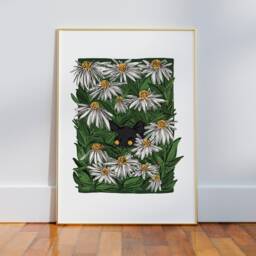 Black Cat Print A3 - Art Garden Gift Decor - thumbnail 3