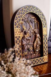Handmade Wooden Annunciation Sculpture Christian Icon Wall Art, Free Engraving, Xs-Xxl, Tax - thumbnail 1