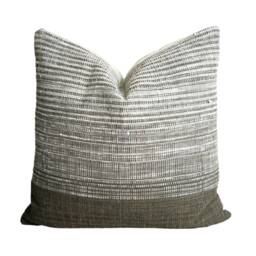 Handwoven Striped Pillow Cover Organic Neutral Brown Esan Fabric - thumbnail 2