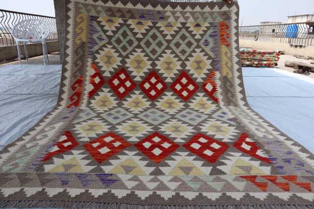 5x6 Ft White Flatweave Kilim Rug, Turkmen Vintage Tribal Maimana Rug, New Chubi Afghan Rug For Bedroom, Living Room - image 1