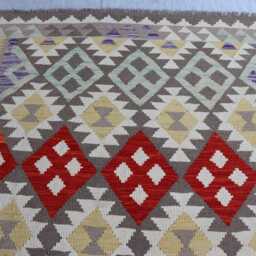 5x6 Ft White Flatweave Kilim Rug, Turkmen Vintage Tribal Maimana Rug, New Chubi Afghan Rug For Bedroom, Living Room - thumbnail 3