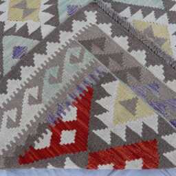 5x6 Ft White Flatweave Kilim Rug, Turkmen Vintage Tribal Maimana Rug, New Chubi Afghan Rug For Bedroom, Living Room - thumbnail 4