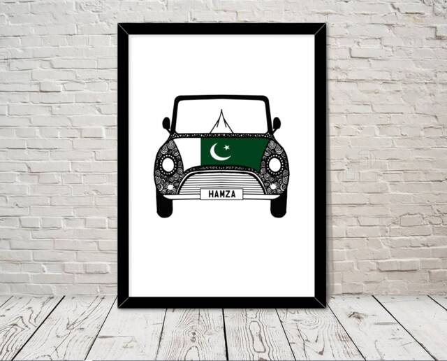 Custom Reg With Pakistan Flag On Car Bonet Art Print Wall Gifts Home Prints Giclee Print Office Living Room Decor - image 1