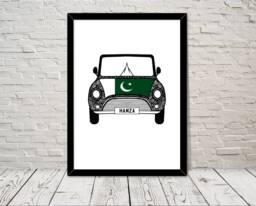 Custom Reg With Pakistan Flag On Car Bonet Art Print Wall Gifts Home Prints Giclee Print Office Living Room Decor - thumbnail 1