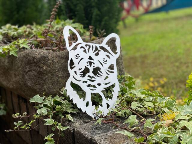 French Bulldog Dog Garden Art Sculpture, Ornament, Metal Pet Memorial Gift, Sympathy Rustic - image 1