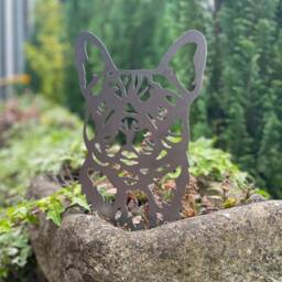 French Bulldog Dog Garden Art Sculpture, Ornament, Metal Pet Memorial Gift, Sympathy Rustic - thumbnail 2