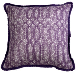 Eyo Purple Linen Fringe Cushion