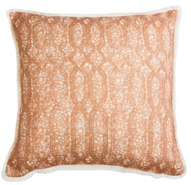 Eyo Pink Linen Fringe Cushion