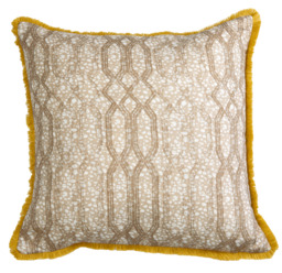 Eyo Beige Linen Fringe Cushion - 40x60cm