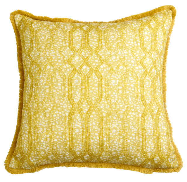 Eyo Yellow Linen Fringe Cushion