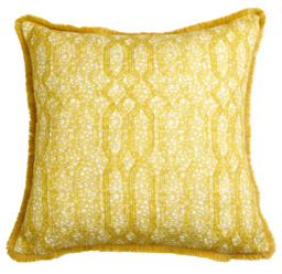 Eyo Yellow Linen Fringe Cushion