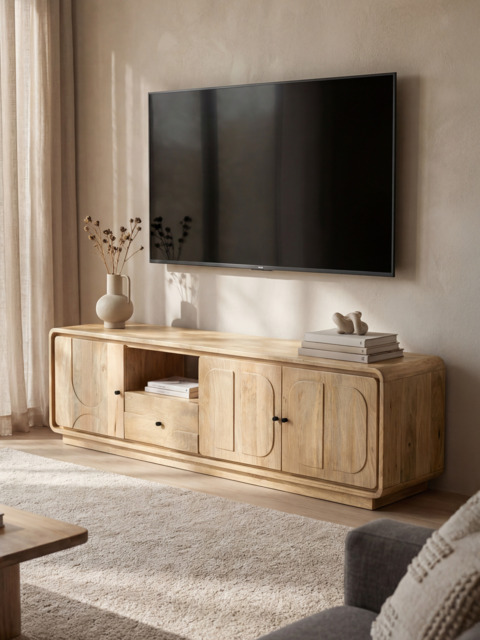 Luce Mango Wood Three Door Media Unit - image 1