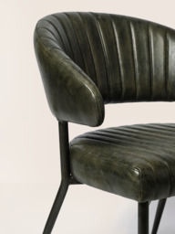 Dex Waxy Leather Dining Chair - Olive - thumbnail 5