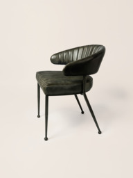 Dex Waxy Leather Dining Chair - Olive - thumbnail 3