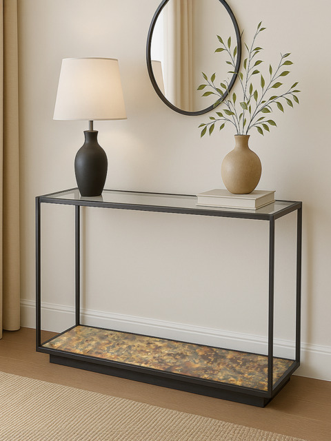 Nova Iron Console Table with Glass Top - image 1