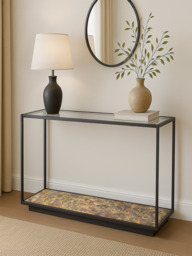 Nova Iron Console Table with Glass Top - thumbnail 1