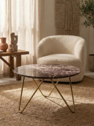 Edwin Marble Coffee Table - Gold Base - thumbnail 1