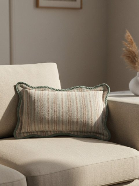 Liora Cotton Cushion - Green / Microfibre Filler