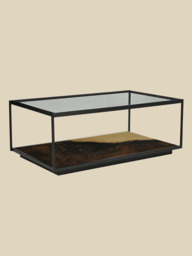 Astra Iron Coffee Table with Glass Top - thumbnail 3