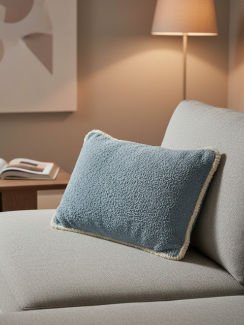 Silvia Blue Cotton Boucle Cushion - image 1