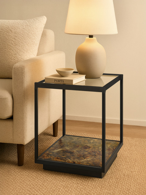 Nova Iron Side Table with Glass Top - image 1
