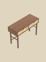 Aurea Burl Two Drawer Console Table - Walnut - thumbnail 4