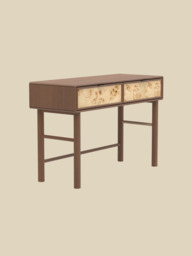 Aurea Burl Two Drawer Console Table - Walnut - thumbnail 3