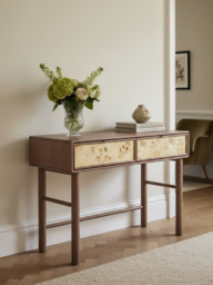 Aurea Burl Two Drawer Console Table - Walnut - thumbnail 1