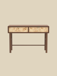 Aurea Burl Two Drawer Console Table - Walnut - thumbnail 2