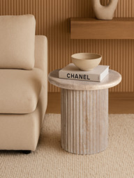 Solace Travertine Side Table - thumbnail 1