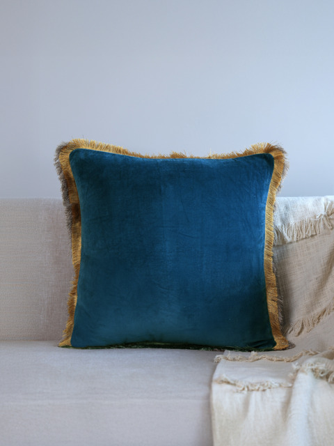 Caelum Velvet Cushion - Blue / Microfibre Filler