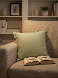 Zina Cotton-Linen Olive Green Cushion - Olive Green / Feather Filler