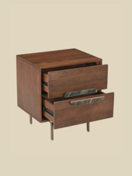 Menlo Two Drawer Wooden Bedside Table - thumbnail 6