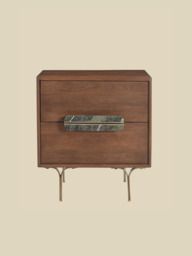 Menlo Two Drawer Wooden Bedside Table - thumbnail 2