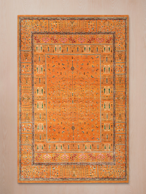 Tarev Hand-Knotted Wool & Bamboo Silk Persian Rug - Orange - image 1