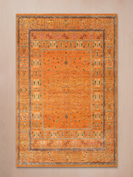 Tarev Hand-Knotted Wool & Bamboo Silk Persian Rug - Orange - thumbnail 1