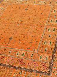 Tarev Hand-Knotted Wool & Bamboo Silk Persian Rug - Orange - thumbnail 4