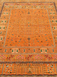 Tarev Hand-Knotted Wool & Bamboo Silk Persian Rug - Orange - thumbnail 3