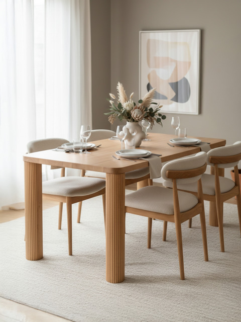 Sterling Wooden Dining Table - Natural / Medium