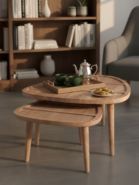 Cairo Wooden Nesting Coffee Tables - Natural - image 1