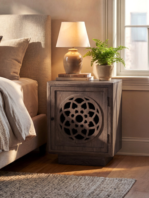 Harmony Mango Wood Bedside Table - Grey - image 1