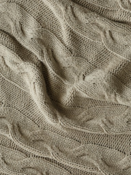 Cason Beige Cotton Knitted Throw - thumbnail 2