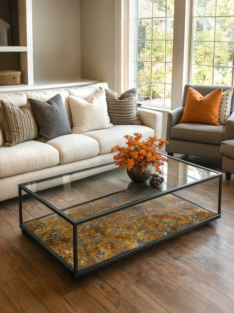Nova Iron Coffee Table With Glass Top - image 1