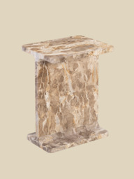 Cassian Beige Marble Side Table - thumbnail 2