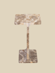 Cassian Beige Marble Side Table - thumbnail 3