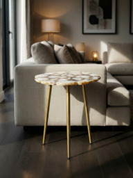 Damon Agate Side Table - Pearl - thumbnail 1
