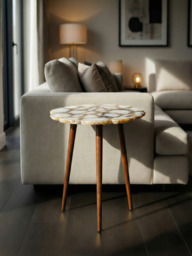 Ben Agate Side Table - White